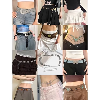COD💖 Love Heart โลหะเอวผู้หญิง Retro อเนกประสงค์สีเงินเอวชุดโซ่กระโปรงสั้น Gothic Chain เครื่องประดับแฟชั่นใหม