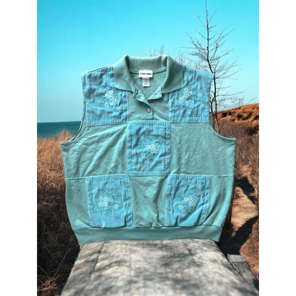 เสื้อแขนกุดโปโลจั๊มเอว 🪞แบรนด์ ALFRED DUNNER 🪞size XL