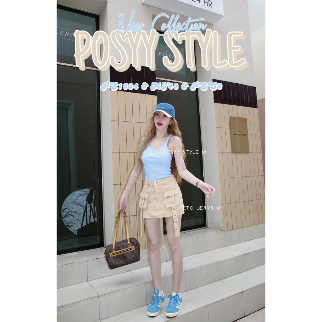 Possy style กระโปรงยีนส์คาร์โก้ 🤎🧁