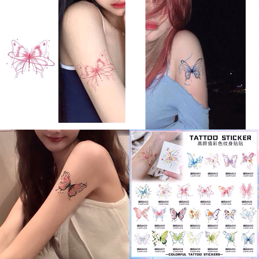 Tattoo แทททูผีเสื้อ 5x5cm.พร้อมส่งใน🇹🇭