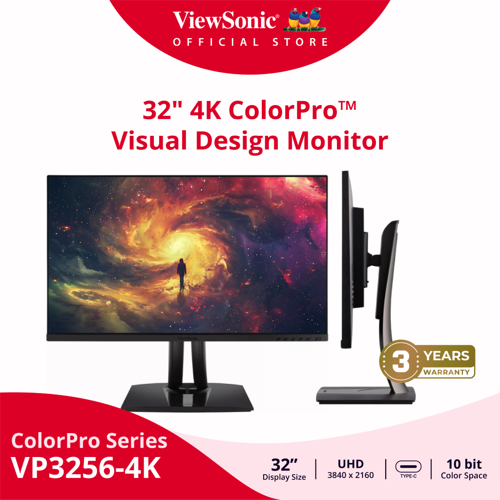 Viewsonic Monitor VP3256 4K / 32"/ Ultra HD / IPS /   60Hz /  5ms  (ไร้ขอบ) (จอมอนิเตอร์)