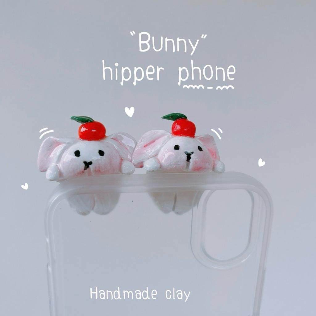 Hipper Phone ดินปั้น กระต่ายเชอร์รี่ | ตัวเกาะโทรศัพท์แฮนด์เมดสุดน่ารัก