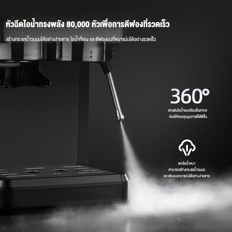 รับประกัน 1 ปี Ksrain เครื่องชงกาแฟ เครื่องชงกาแฟแบบบดในเครื่องเดียว 20bar 1800ML เครื่องชงกาแฟสด เครื่องชงกาแฟอัตโนมัติ - รูปที่ 5