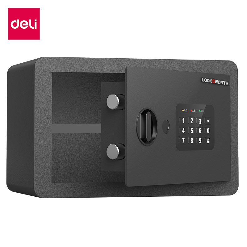 Deli ตู้เซฟ ตู้เซฟอิเล็กทรอนิกส์ สแกนนิ้วและล็อครหัส มีกุญแจ2ดอก วัสดุเหล็กทั้งตู้ Safe Box