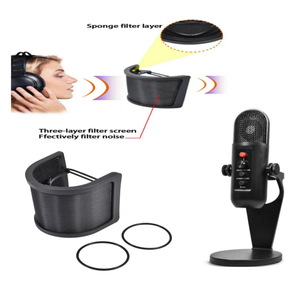 Pop Filter รูปตัว U ตาข่ายกรองเสียง สำหรับไมโครโฟน (อันเล็ก)