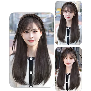 ที่คาดผมเปีย ครึ่งหัว 65 ซม. วิกผมยาวตรง สามารถปิดผมบนบางได้ เสริมความหนาผม