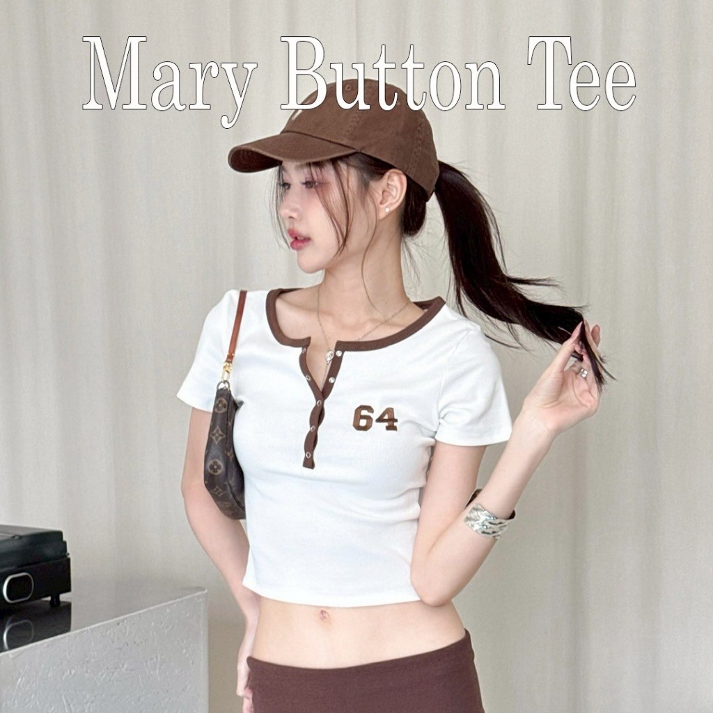 Choosedress A2005 Mary button tee เสื้อแขนสั้นปักตัวเลข