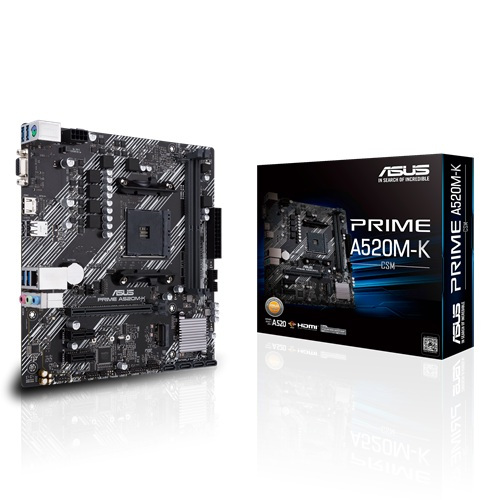 MAINBOARD (เมนบอร์ด) ASUS  PRIME A520M-K/CSM (Ryzen AM4) Ryzen 5000 Series/ 4000 G-Series/ 3000 Seri