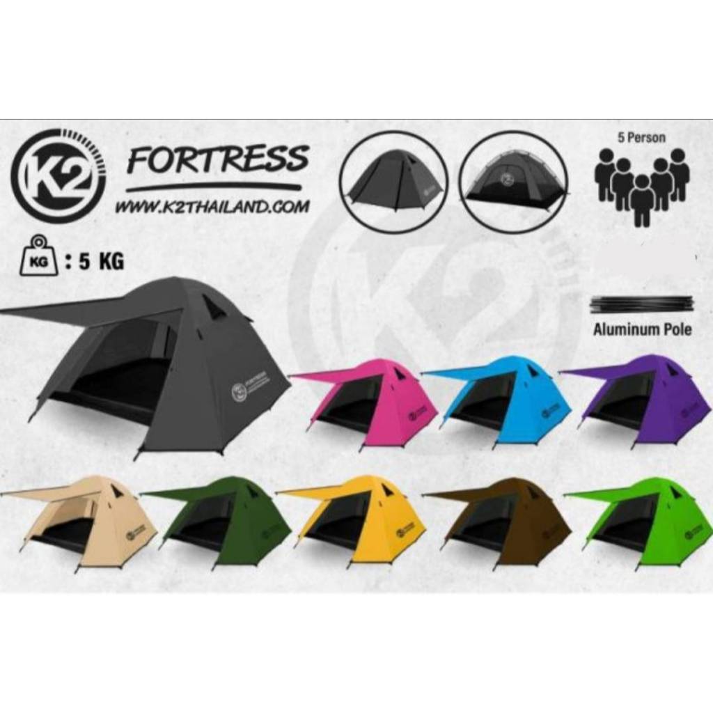 K2 FORTRESS เต็นท์พักแรมสำหรับ 4 คนนอน โปร่งสบาย กันฝน 100% มีประกัน