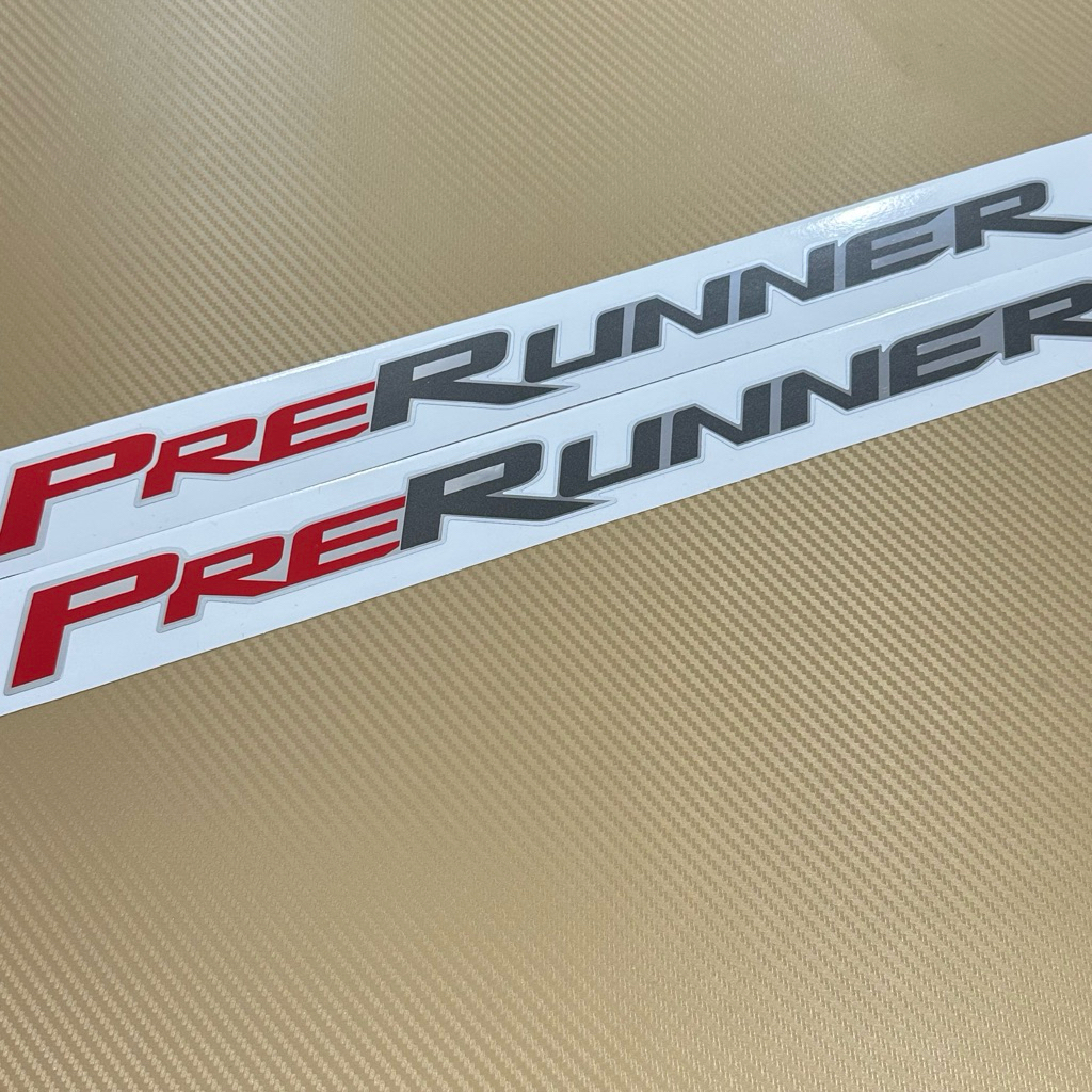 สติ๊กเกอร์ PRERUNNER งานฟอยเงิน ติดข้างท้ายกระบะ TOYOTA REVO ( ราคาต่อคู่ มี 2 ชิ้น )