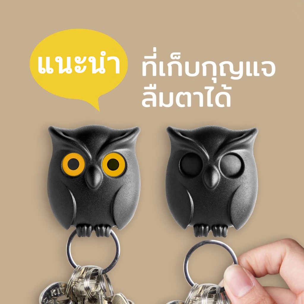 ที่แขวนกุญแจนกฮูกดีไซน์เก๋ น่ารัก มีลูกเล่น ติดผนังด้วยแม่เหล็ก ของแต่งบ้านสุดชิค