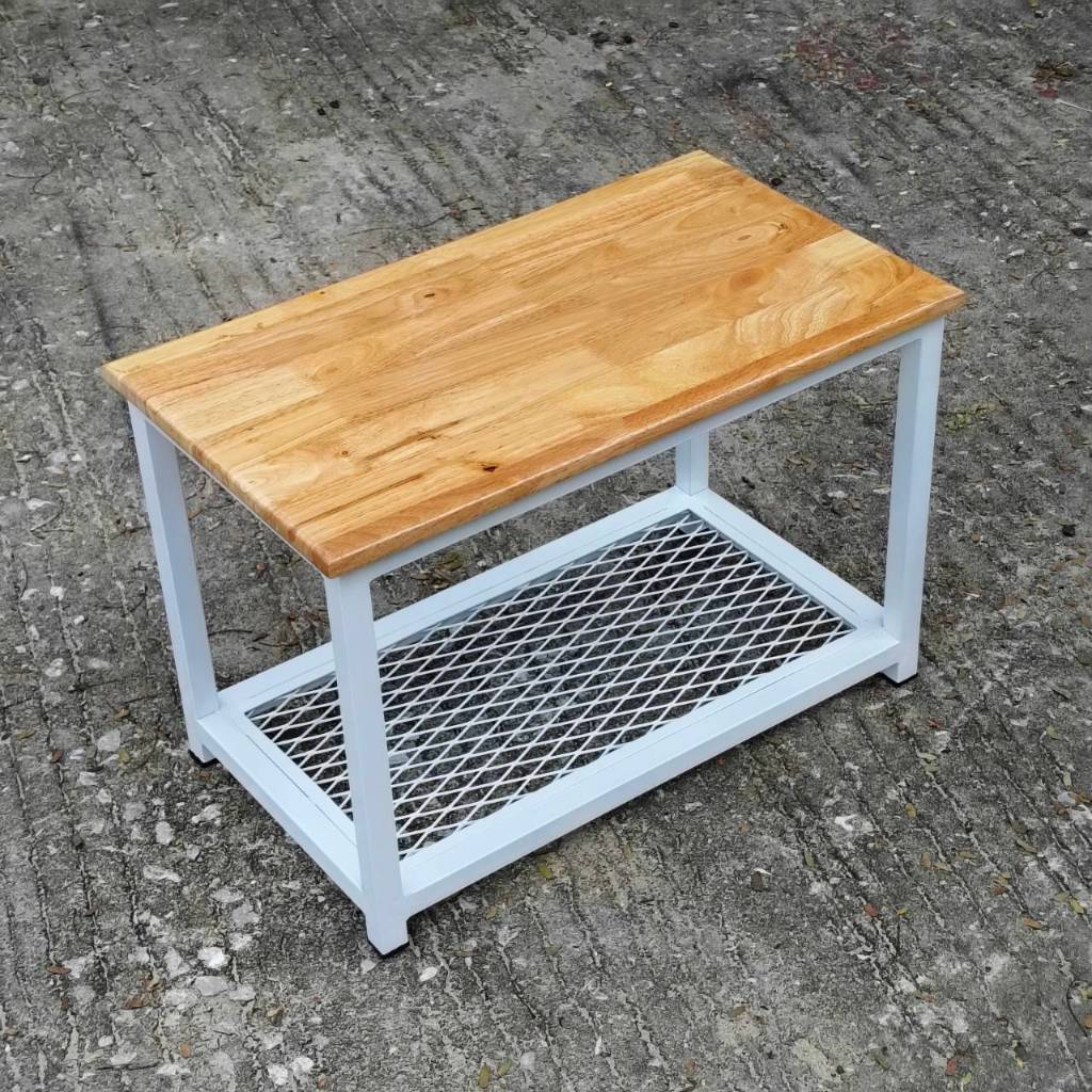 (งานสั่งทำ) ชั้นวางตู้ปลา งาน 2 ชั้น โครงเหล็ก ข้างบนท็อปไม้ ข้างล่างตะแกรงฉีก เหล็ก 1 นิ้ว MT097 - รูปที่ 3