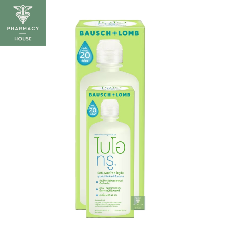 น้ำยาล้างคอนแทคเลนส์ Biotrue Bausch + Lomb Bio true 300 ml แถมฟรี ขนาด 60 ml