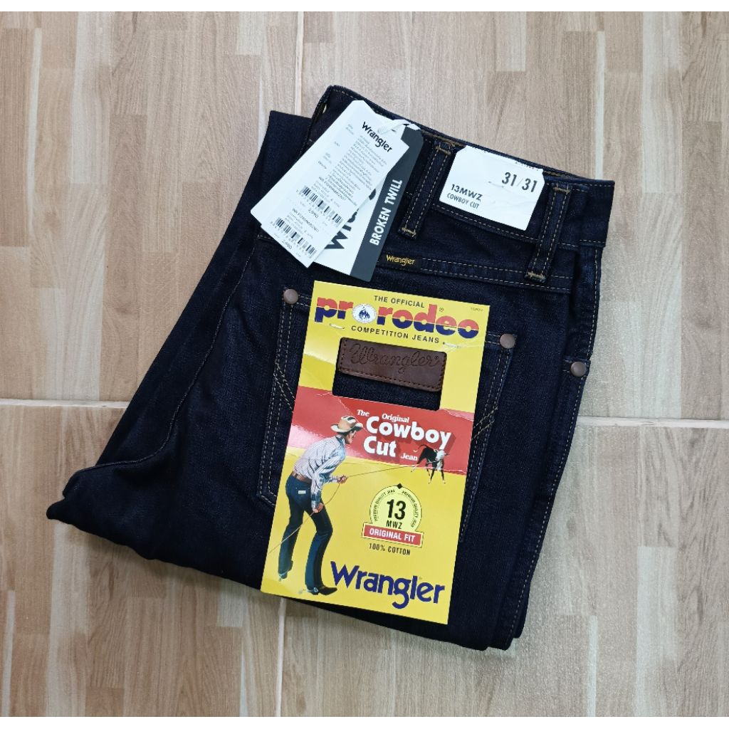 กางเกงยีนส์ Wrangler 13MWZ  13oz. ผ้าหนังไก่ ไม่ยืด แบรนด์แท้ ผลิตในไทย ราคา 2,990฿
