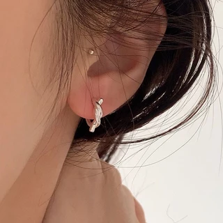 DOLIA [พร้อมส่งจากไทย] ต่างหูห่วงเงินแท้ S925 ต่างหูทรงผูกปม ต่างหูสไตล์เกาหลี ราคาต่อ 1 คู่ A05