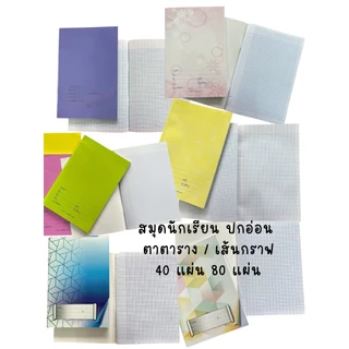 สมุด สมุดนักเรียน ปกอ่อน ตาตาราง 40 แผ่น / เส้นกราฟ 40 แผ่น และ 80 แผ่น (1 เล่ม) *ร้านคละลายคละสี*