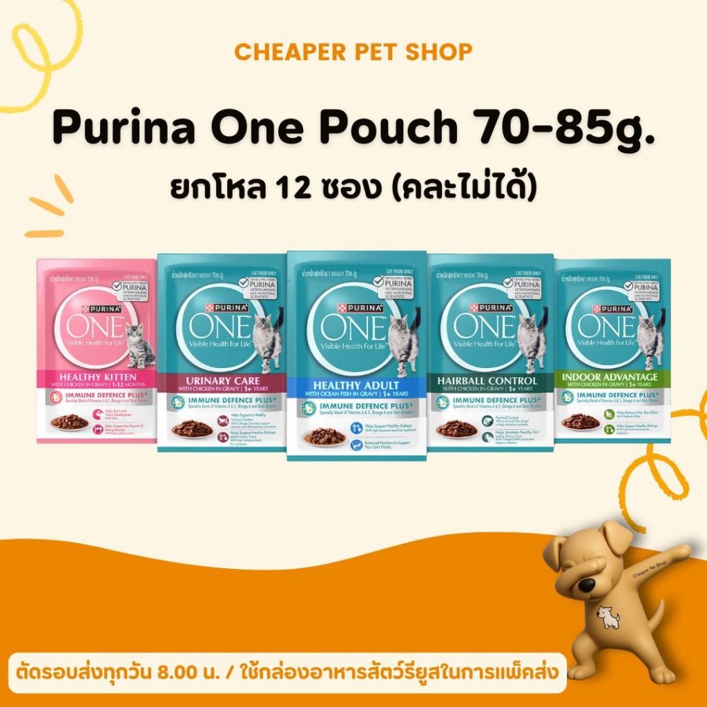 [Cheaper] [ยกโหล] Purina ONE Pouch เพียวริน่าวัน อาหารเปียกแมว 70-85g.
