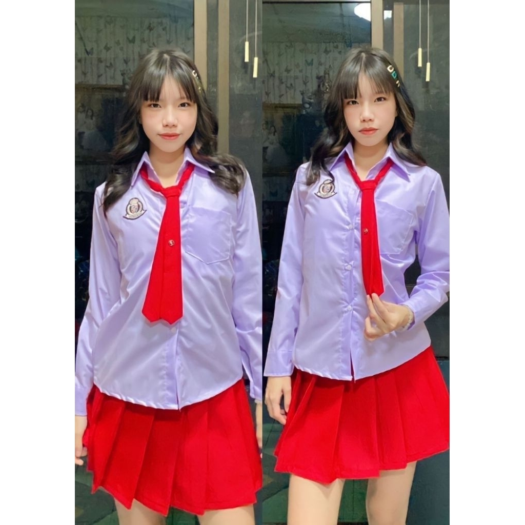 💐5ชิ้น💐ชุดนักเรียนปาร์ตี้จีบรอบยาว18นิ้ว สีกรม