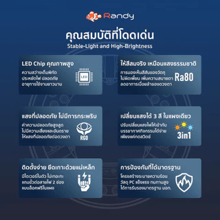 【3FREE1】 Randy มอก.หลอดไฟ LED แผงไฟ3สีในหลอดเดียว LED Bulb 24W 38W 54W หลอดแอลอีดี LAMP ใส่ขั้วG13