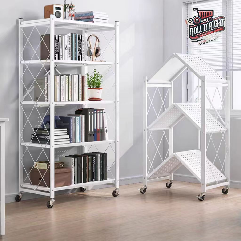 ชั้นวางของพับได้ มีล้อเคลื่อนย้ายง่าย ชั้นวางของพับเก็บได้ ชั้นวางของพับได้กันสนิม