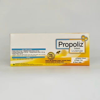 (ยกกล่อง สูตรใหม่) Propoliz Extherb Lozenge ลูกอม โพรโพลิซ เอ็กเฮิร์บ 1กล่อง (15แผง)