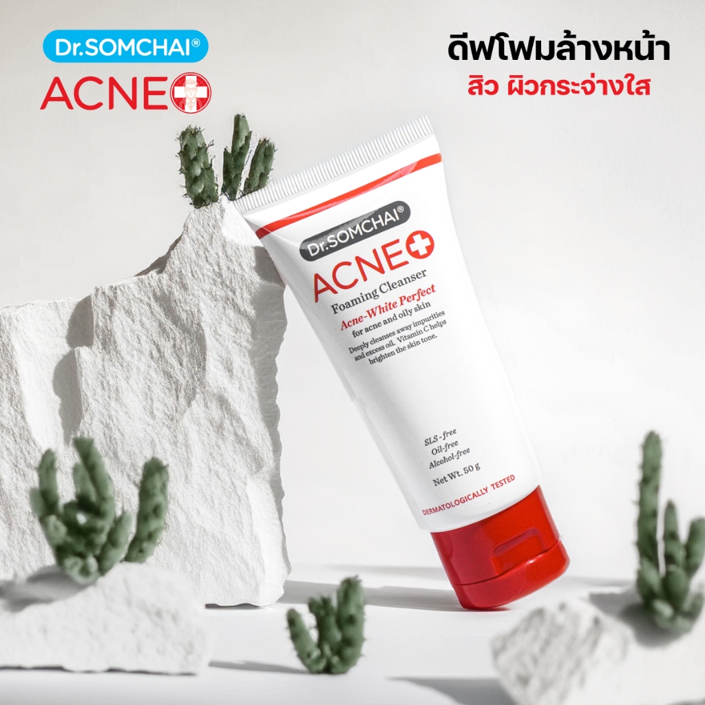 ดร.สมชาย แอคเน่ โฟมมิ่ง คลีนเซอร์ แอคเน่-ไวท์ เพอร์เฟกต์  50 ก. โฟมล้างหน้าสิว ผิวดูกระจ่างใส