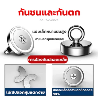 แม่เหล็กแรงสูง แม่เหล็กแรงดูดสูง แถมเชือกและตัวล็อค ไม่เป็นสนิมง่าย