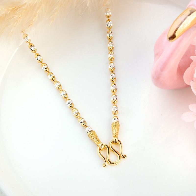 สร้อยคอสองกษัตริย์ ลายข้าวญี่ปุ่น เม็ดกลม ยาว18-24นิ้ว งานสวยพร้อมส่ง