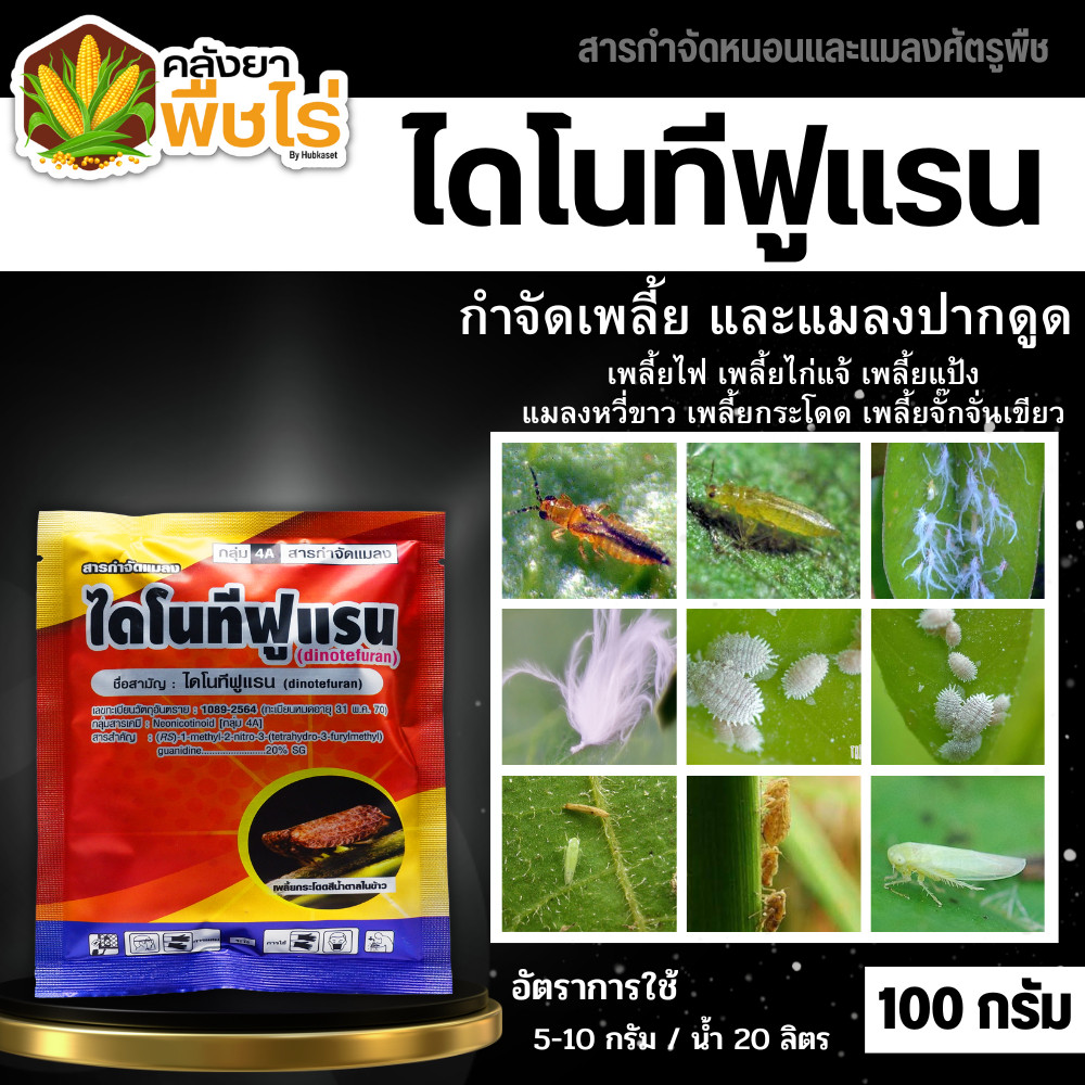 🌽 ไดโนทีฟูแรน (ไดโนทีฟูแรน) 100กรัม กำจัดเพลี้ยและแมลงปากดูด