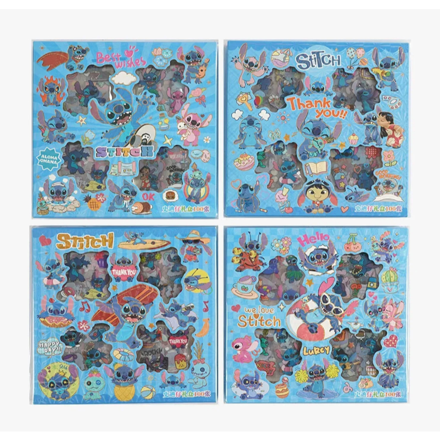 สติ๊กเกอร์ไดคัท สติช กล่อง 96 - 100 ชิ้น ลายน่ารักมาก (คละลาย)