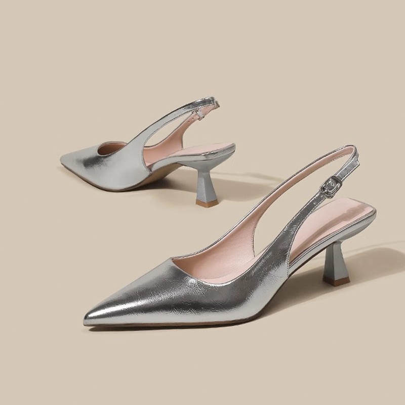 [LS]แฟชั่นโทนสีเงินผู้หญิงรองเท้าส้นสูงความสง่างามหัวแหลมปาร์ตี้สํานักงานส้นสูงรองเท้า - รูปที่ 3