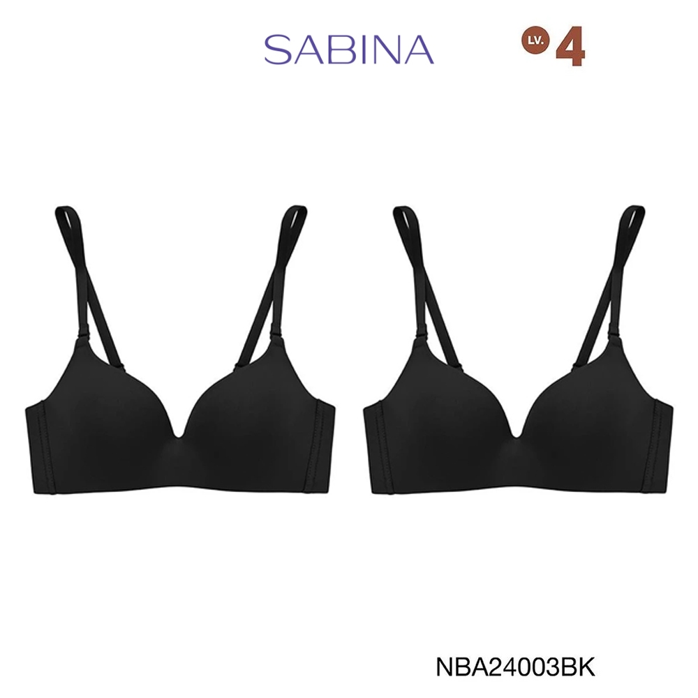 Sabina ซาบีน่า เสื้อชั้นใน (Set 2 ชิ้น) [Online Exclusive] Doomm Doomm Level 4 ไร้โครง รหัส NBA24003BK - สีดำ