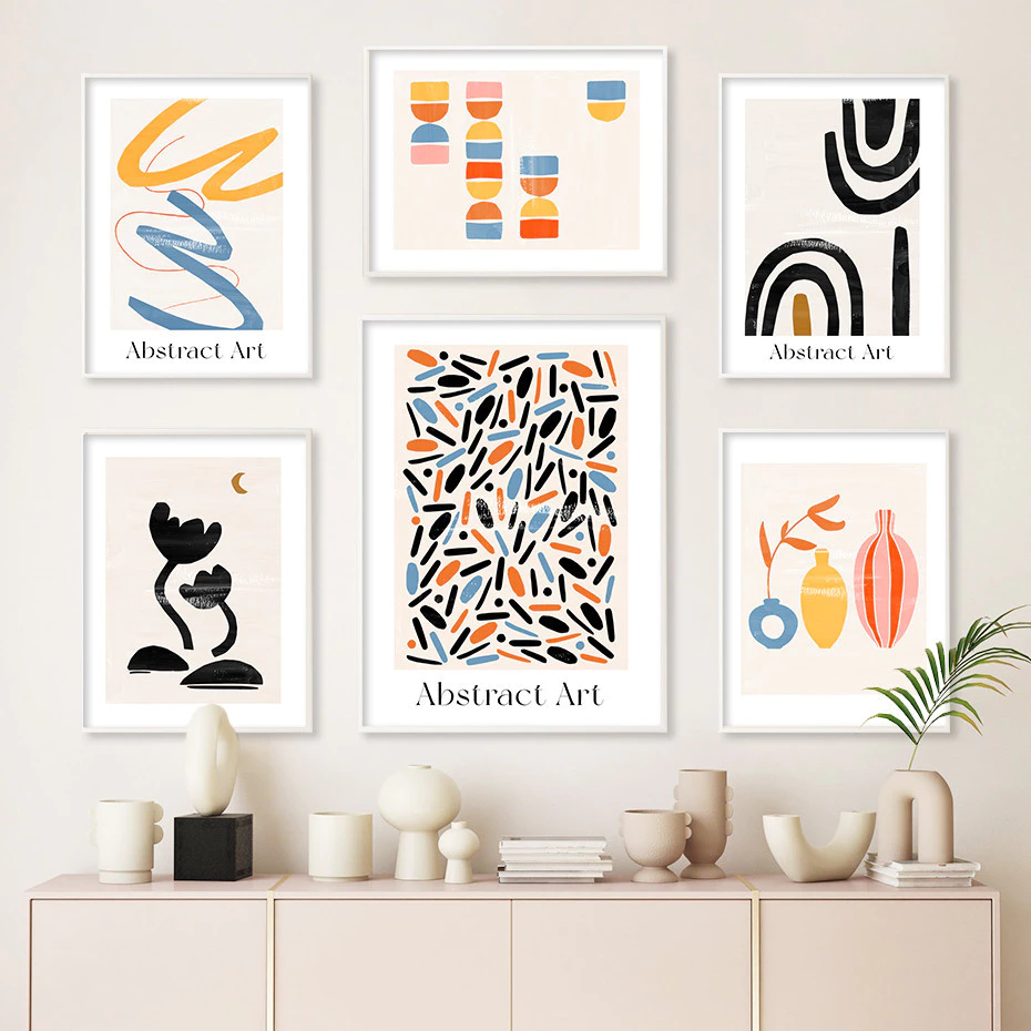 (พร้อมส่งจากไทย ภาพรวมกรอบ)ภาพวาดลาย Rainbow ดอกไม้ Boho Abstract สไตล์นอร์ดิก สําหรับตกแต่งผนัง