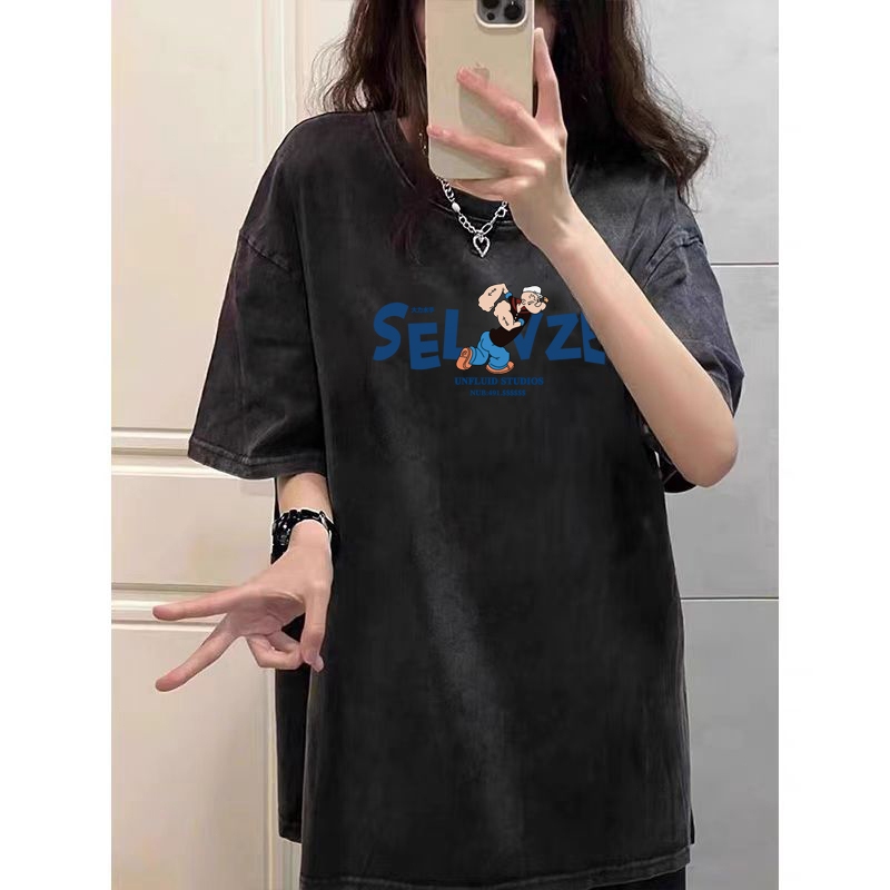 1099 พร้อมส่ง  ส่งตรงจากไทย  เสื้อยืด แขนสั้น สไตล์วัยรุ่น ลายการ์ตูนน่ารักๆ มีไซส์M-3XL
