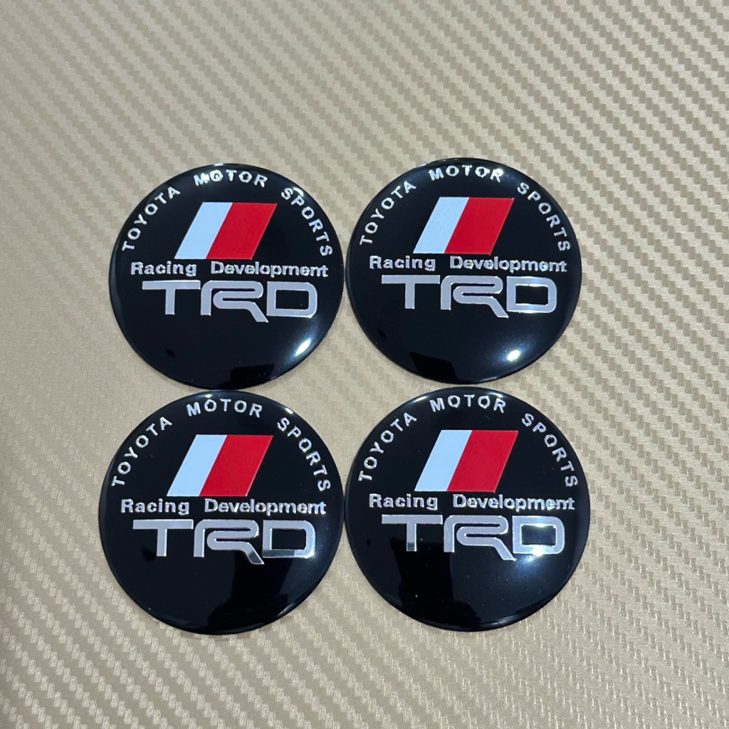 โลโก้ TRD โลโก้ฝาครอบล้อ โลโก้ติดดุมล้อ  ขนาด : เส้นผ่าศูนย์กลาง 56 / 60 / 65 mm ราคาต่อชุดมี 4 ชิ้น