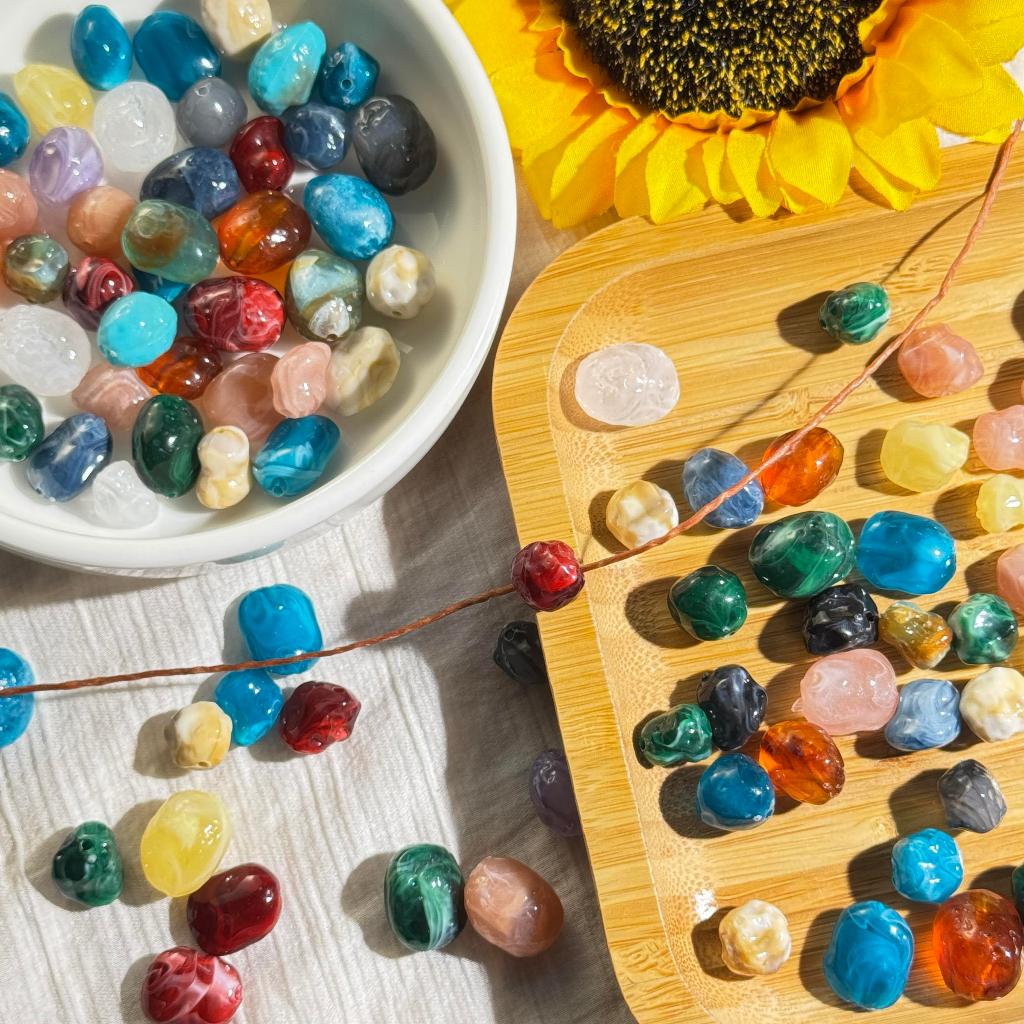 ลูกปัดอะคริลิค ทรงหิน รูปร่างอิสระ 10 ชิ้น DIY