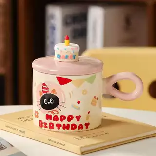 Mug ถ้วยทิวลิป, ถ้วยเซรามิก, กล่องของขวัญถ้วยวันเกิด, ถ้วยอาหารเช้าสไตล์น่ารัก, Cup, Cute Cup, 2025, กล่องของขวัญวันเกิด