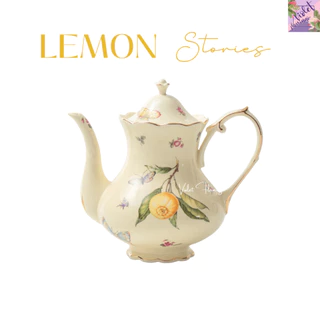 Violet Flamingo ชุดน้ำชาลายเลมอนและดอกไม้ สีครีม รุ่น Lemon High Tea Set ในชุดมีกาน้ำชาและแก้วจานรอง 2 ชุด