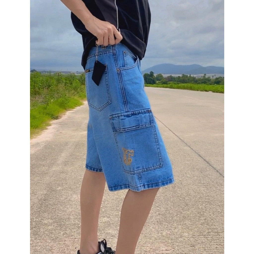 MTE กางเกงยีนส์ผู้ชาย ขาสั้น คาร์โก้ ทรงขาบานสเก็ต ป้าย Hirock รุ่น R486,R486/1  สินค้าพร้อมส่ง