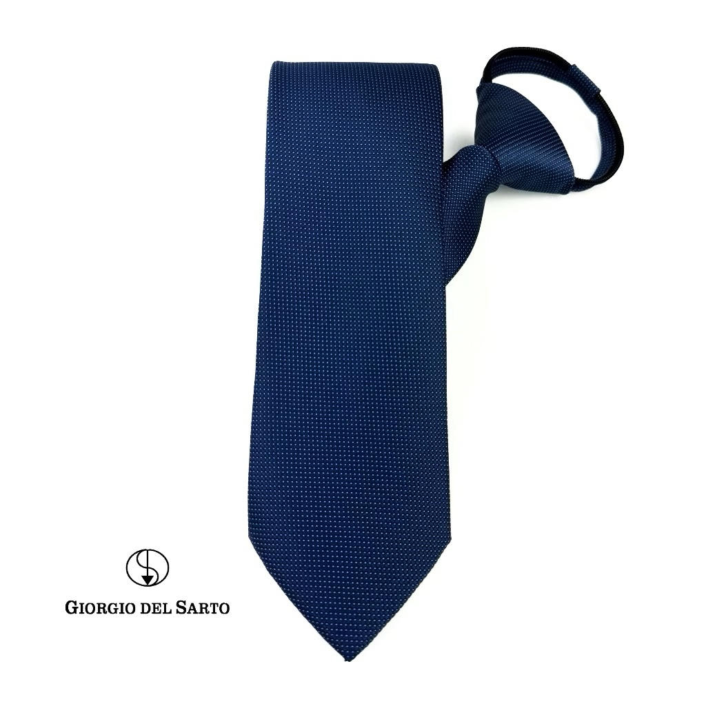 Giorgio Del Sarto Adults Zipper Tie Navy Blue 7.5 cm ไทซิป เนคไทสำเร็จรูปสีน้ำเงิน