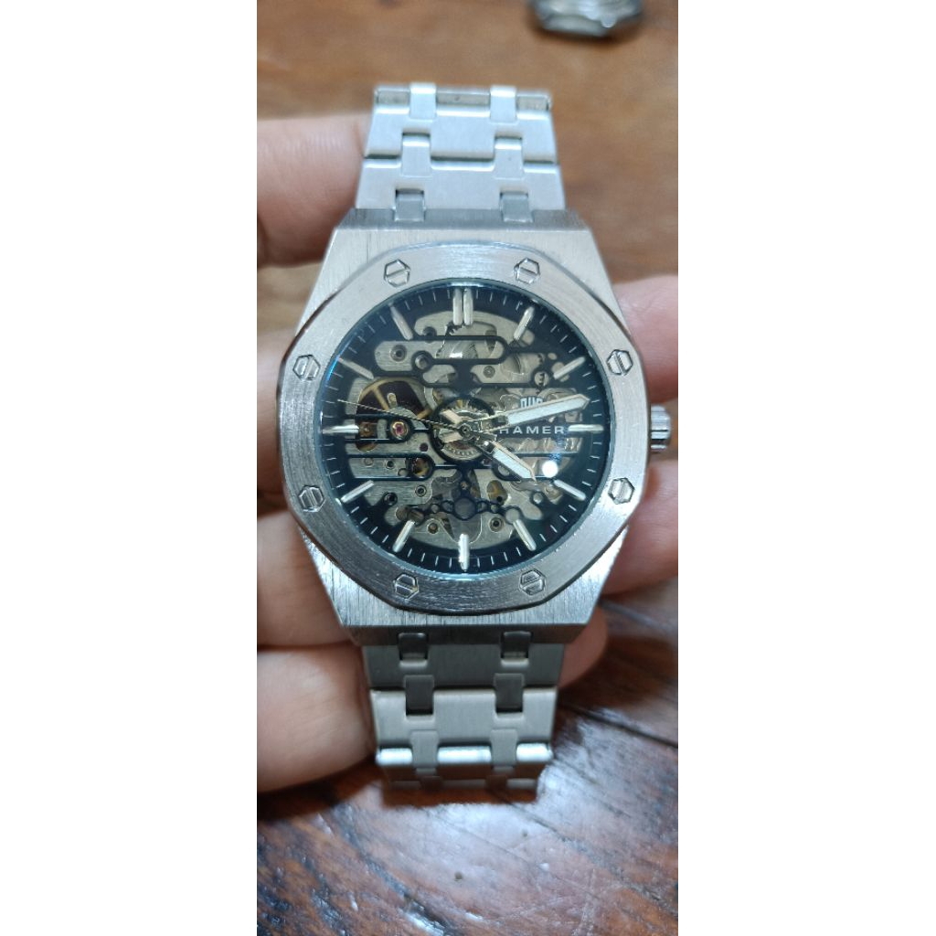 นาฬิการะบบออโตเมติกโชว์กลไกลเครื่องทรงแป็ดเหลี่ยมHamer