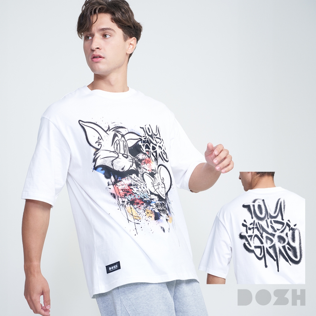 DOSH MEN'S OVERSIZED T-SHIRTS TOM AND JERRY เสื้อยืดโอเวอร์ไซส์ DTJMT5000-OW (M-2XL)