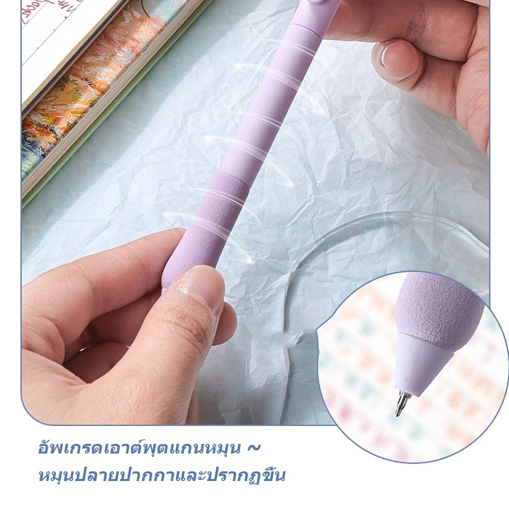 ปากกาเนทiralสี หลอดหมุนออก สีโมรานดี แบบกดออก ปากกาสีสำหรับนักเรียน ชุด - รูปที่ 6