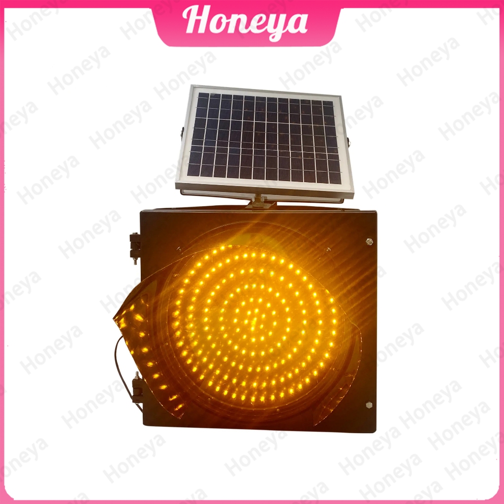 ไฟกระพริบโซล่าเซลล์ ไฟจราจร ไฟกระพริบ สีเหลือง 90LED 30cm ไฟกระพริบเตือนความปลอดภัย lxd