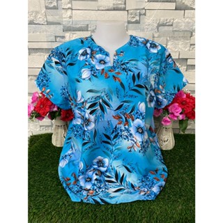 เสื้อลายดอก เสื้อสงกรานต์ ผ้าใหมอิตตาลี่ เสื้อคุณแม่  ลายดอก…