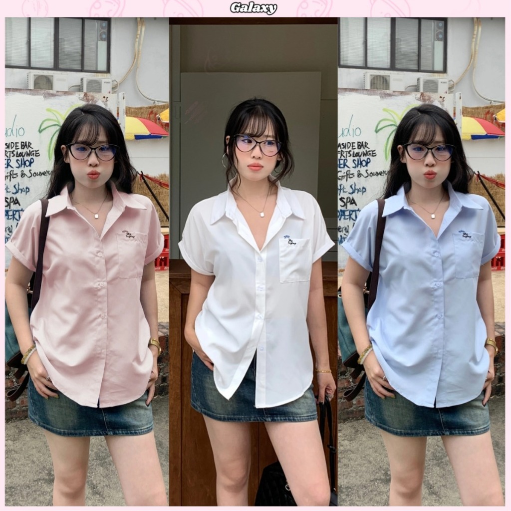 เสื้อยืดแขนสั้น เสื้อทรงหลวม สไตล์เกาหลี สไตล์ออลแมทช์ ทรงสวย เหมาะใส่ทำงาน #020334