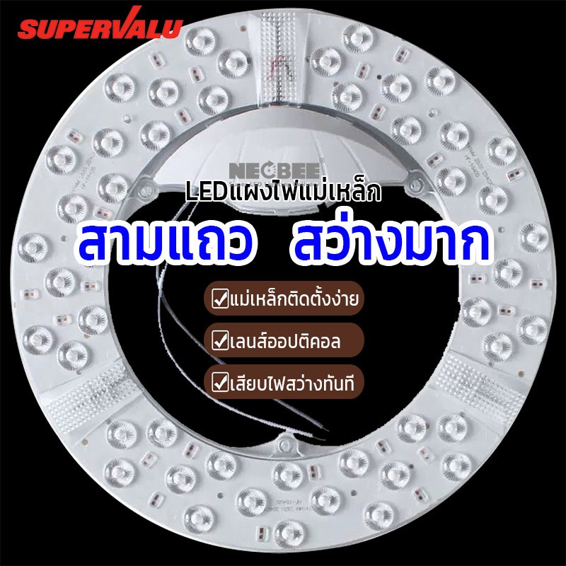 NEOBEE แผงไฟแม่เหล็ก 3แถว3สี แผ่นชิป แผ่นชิพ แผงไฟ ไฟเพดานLED โคมไฟเพดาน 36W/48W/72W/96W แผงไฟพดาน LED กลม