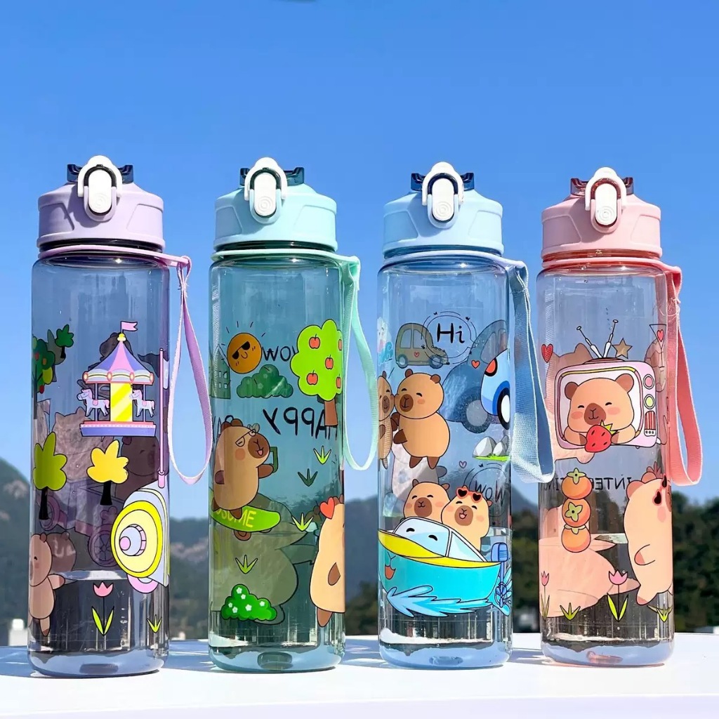 capybara 700ml ถ้วยน้ําพลาสติก Anti-fall Simple พร้อมหลอดความจุขนาดใหญ่กาต้มน้ําถ้วยออกกําลังกาย mbn