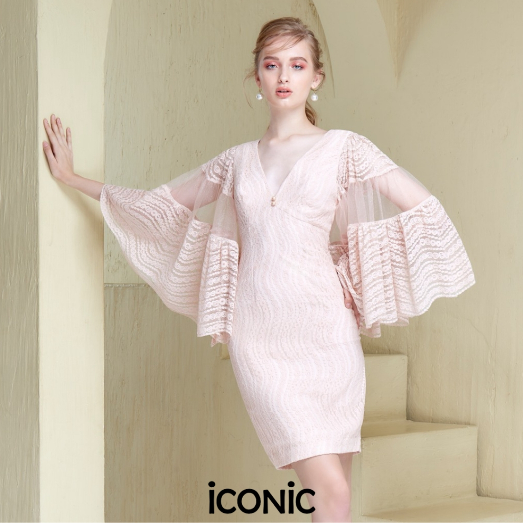 iCONiC FONDNESS DRESS #7114-7117 เดรสลูกไม้ แขนค้างคาว