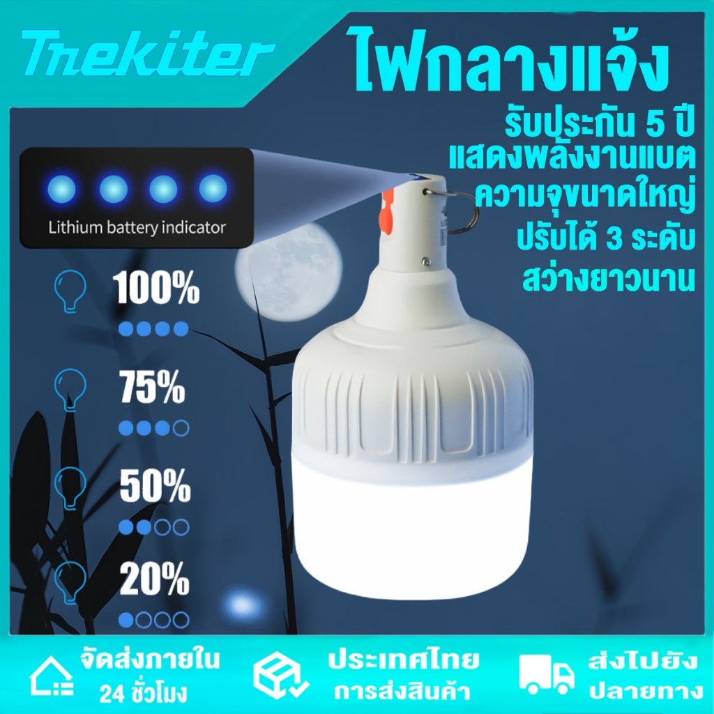 ไฟฉุกเฉิน 1000/2000/3000w ชาร์จ USB แสงสว่างต่อเนื่อง 10 ชั่วโมง ตั้งแคมป์ หลอดไฟห้องนอน ไฟตุ้ม3สี